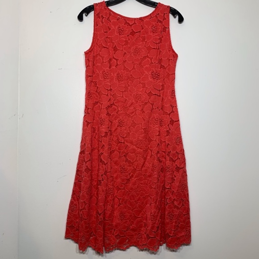 NWT Liz Clariborne Coral Lace‎ Overlay Lined Dress